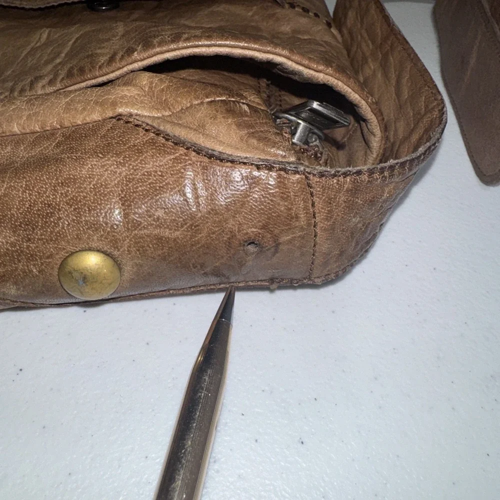 Vintage Hollies Stockholm  Leather Messenger Bag Distressed Tan Patinaed BOHO